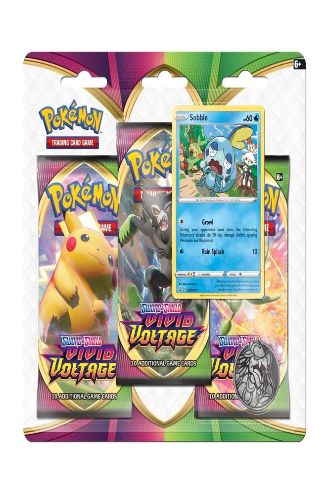 Pokémon TCG: Sword & Shield-Vivid Voltage 3 Booster Packs, Coin & Sobble Promo Card