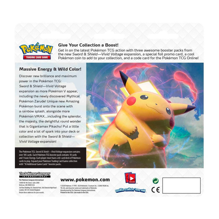 Pokémon TCG: Sword & Shield-Vivid Voltage 3 Booster Packs, Coin & Sobble Promo Card